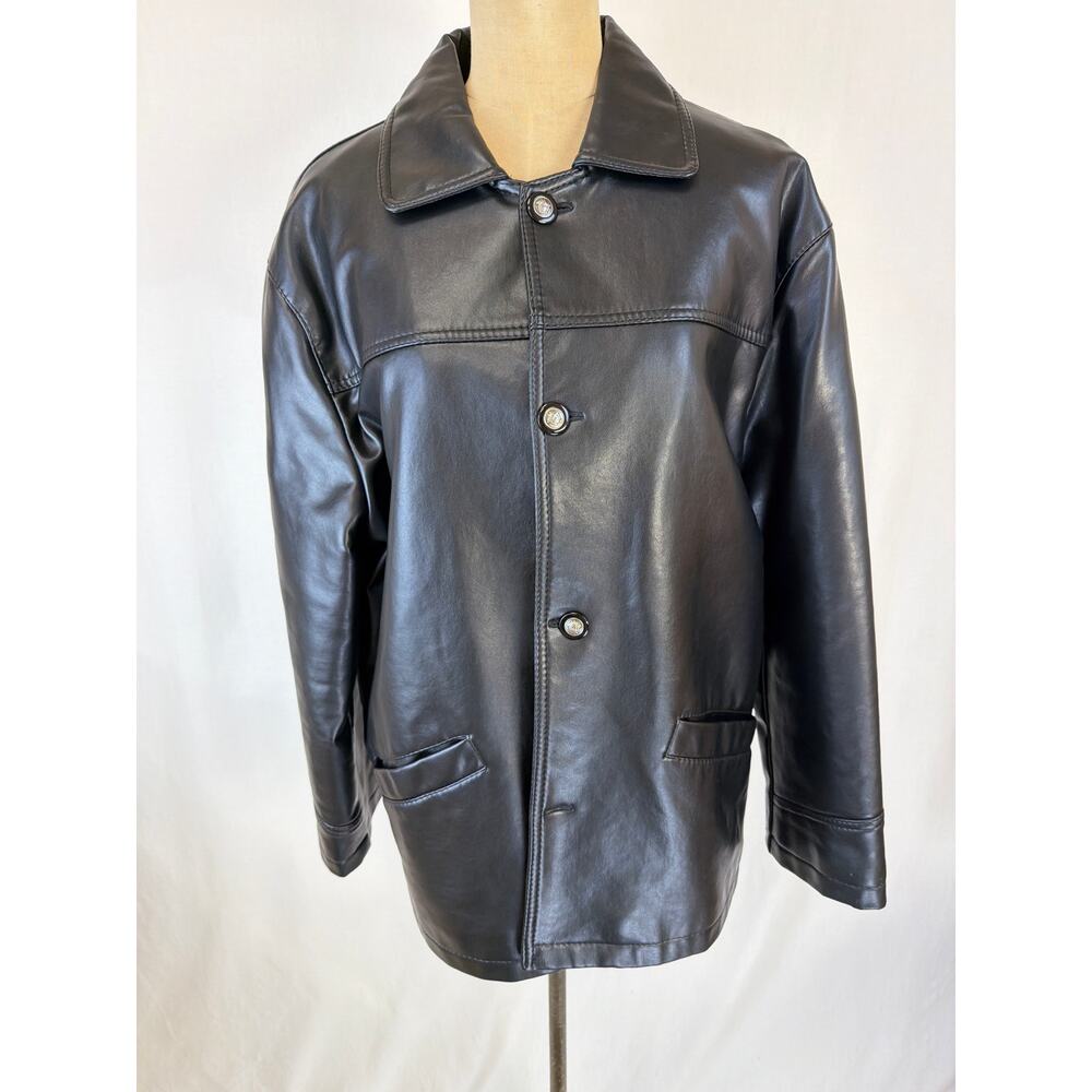 Vintage 80's 90's Alta Moda Black Italian Leather Jacket Medium #0564